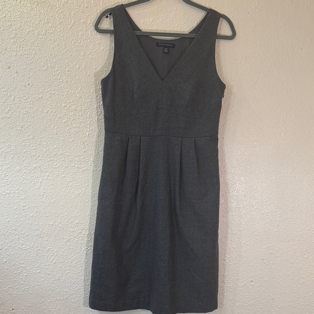 Banana Republic Charcoal V-Neck Sleeveless Sheath Dress